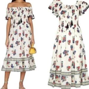 Tory Burch Meadows Folly Cotton Floral Smocked Dress